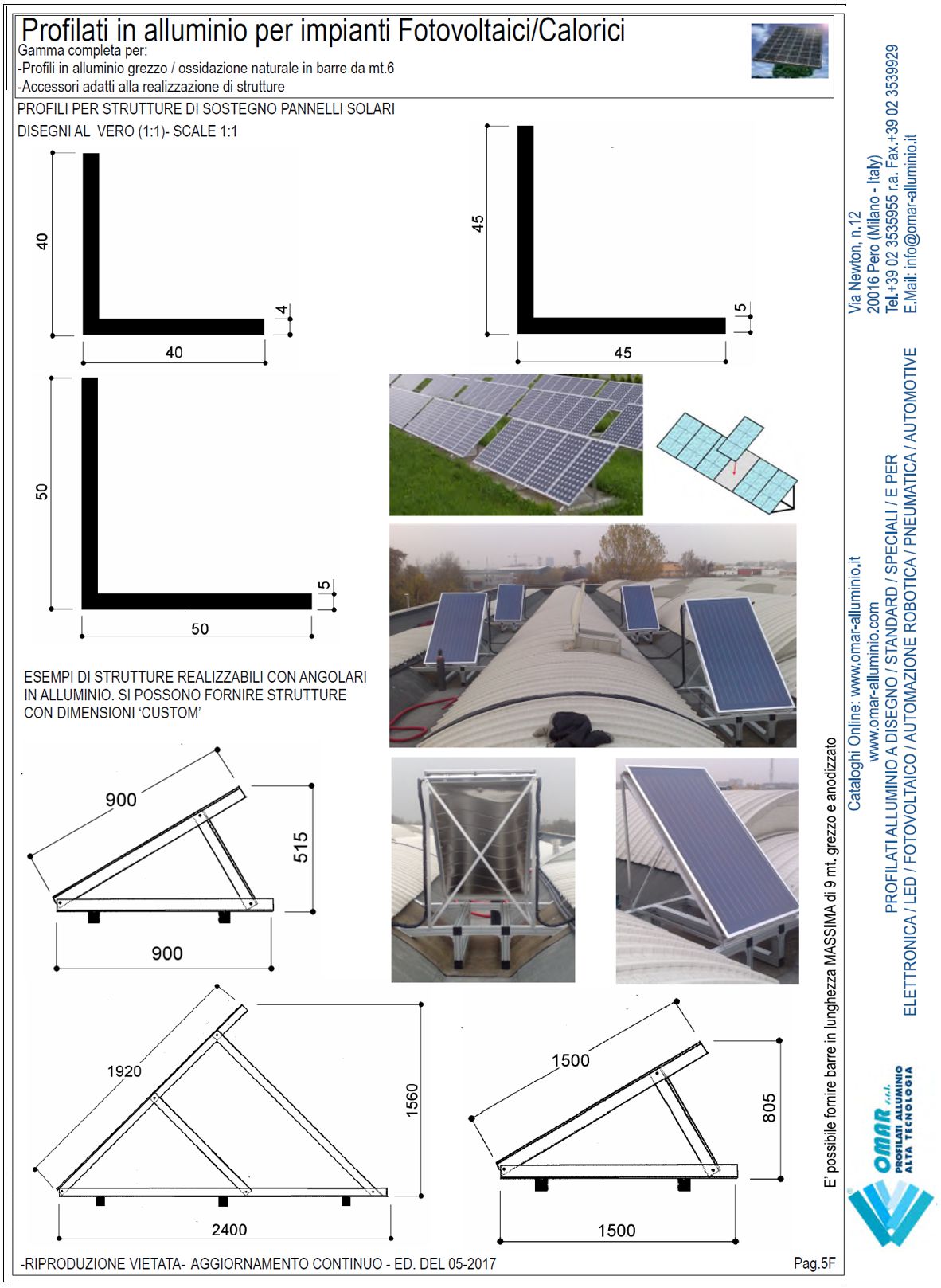 angolari per la realizzazione di cavalletti per impianti fotovoltaici